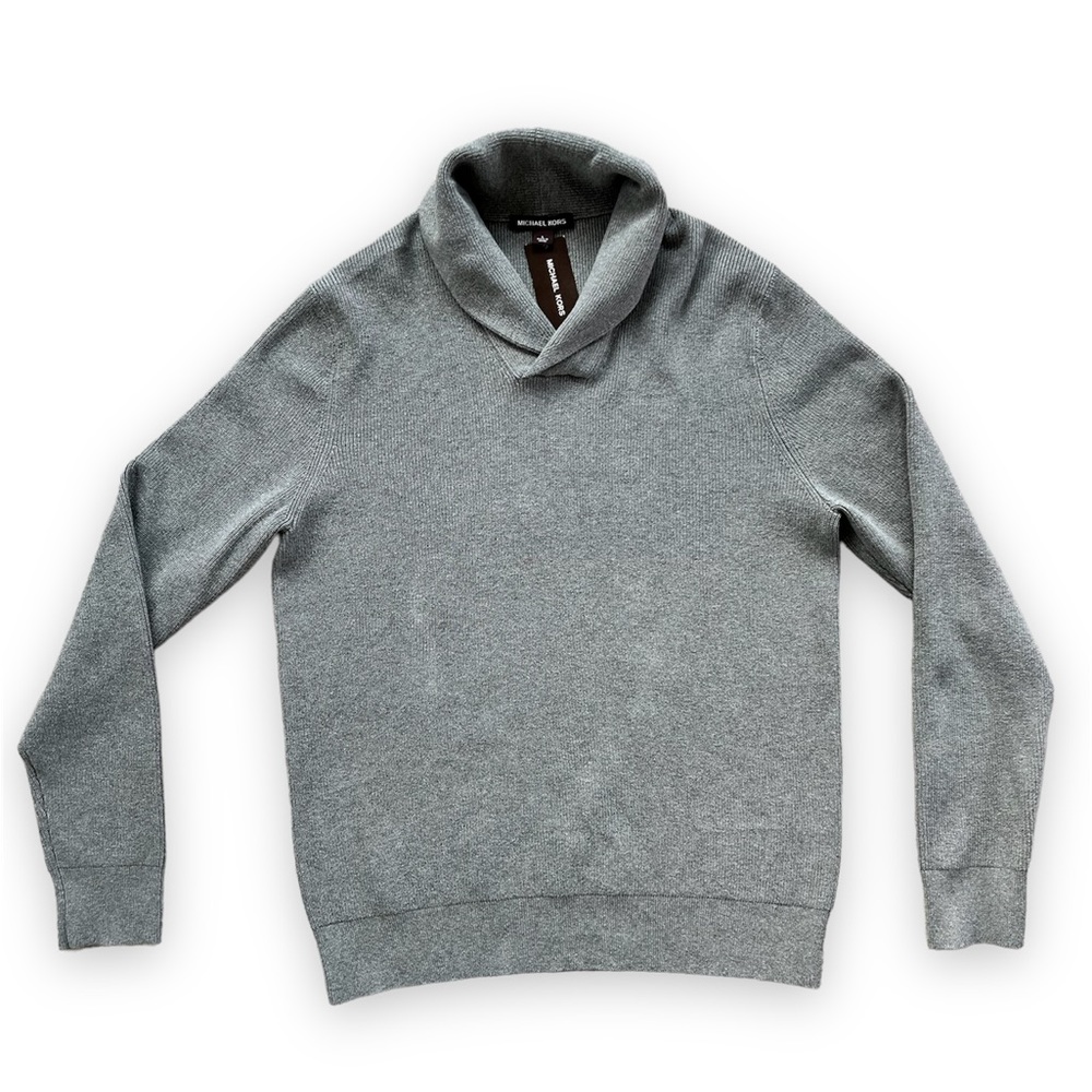 NEW MICHAEL KORS Men’s Grey Shawl Collar Sweater Size L